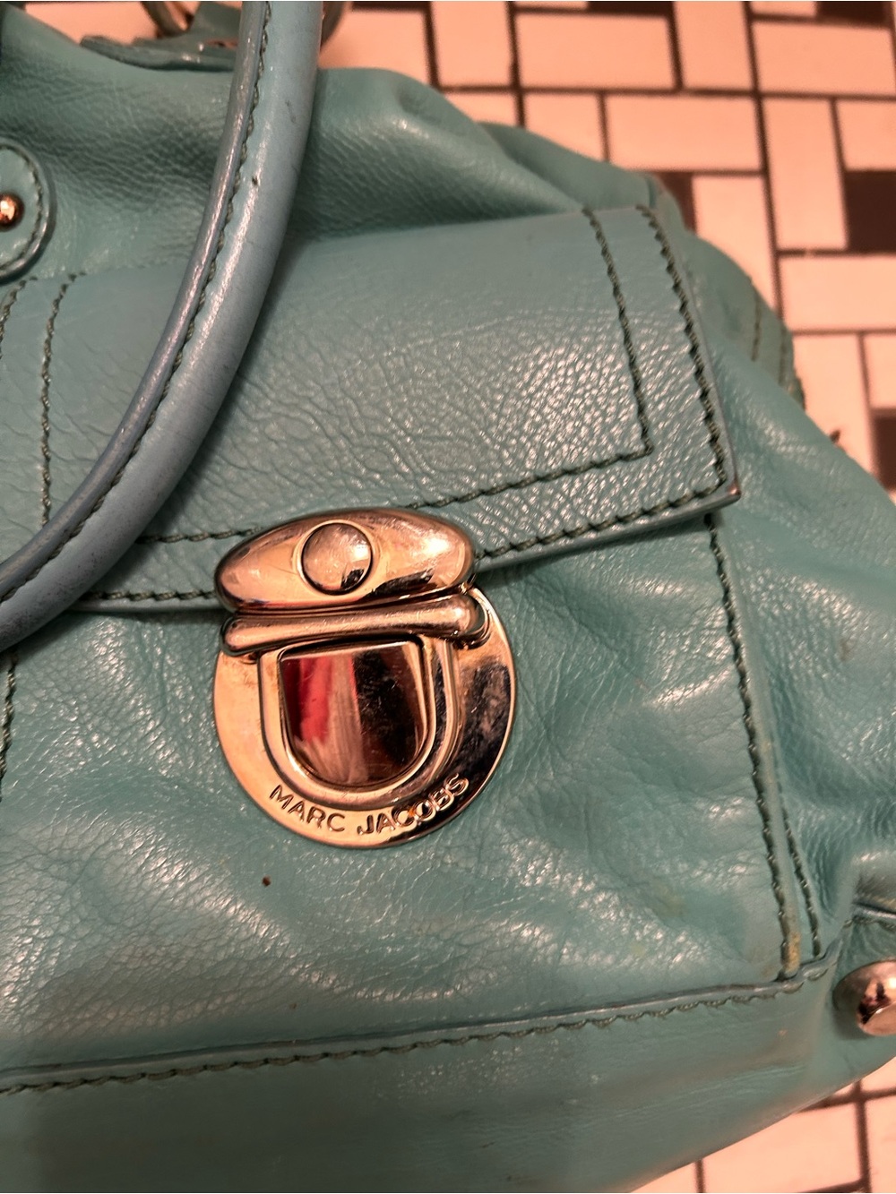 Marc Jacobs made in Italy turquoise Leather Tote Satchel - Picture 3 of 16